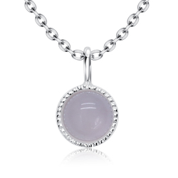 Rose Quartz Natural Round Stone Silver Necklace SPE-5144